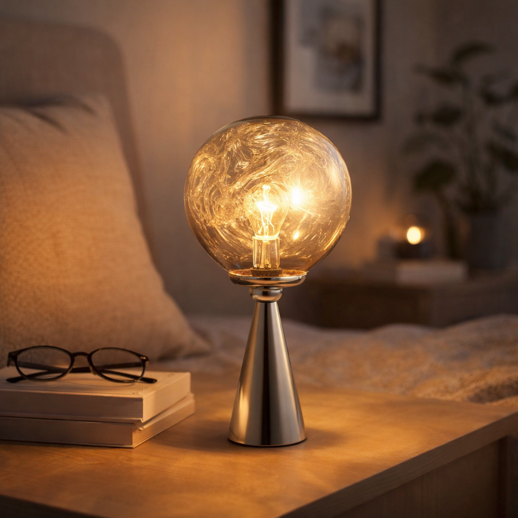 Bordlampe med Kugleformet Lyskilde til Indendørs Brug