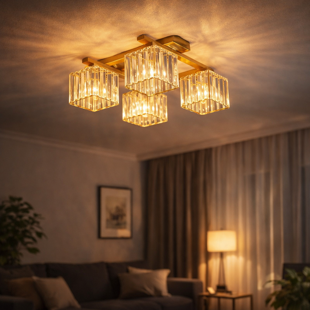 Plafondlampe med Krystalstruktur til Indendørs Brug