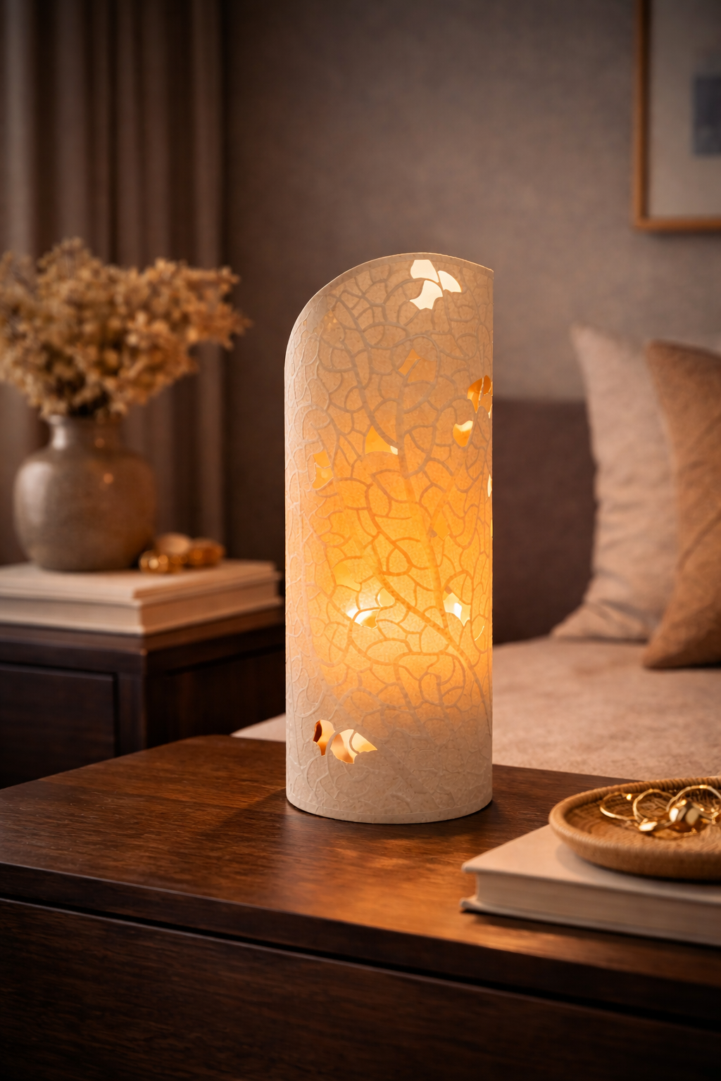 Bordlampe med Bladformet Design til Indendørs Brug