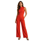 Modern jumpsuit for work and parties – Sleeveless jumpsuit with wide legs for women
