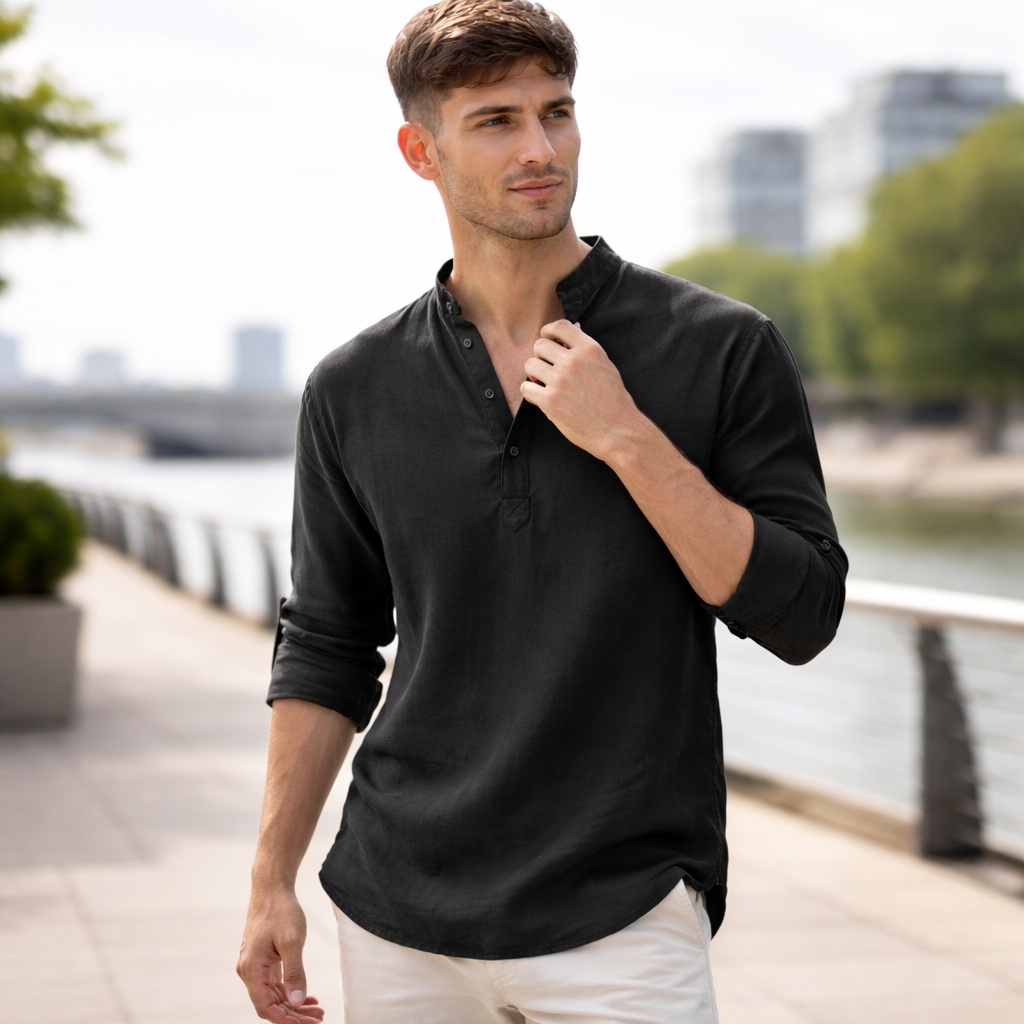 Light henley t-shirt for summer and leisure – T-shirt for men