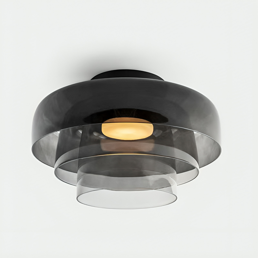 Modern ceiling lighting for living room, dining area, and kitchen – Layered glass pendant lamp in Bauhaus style