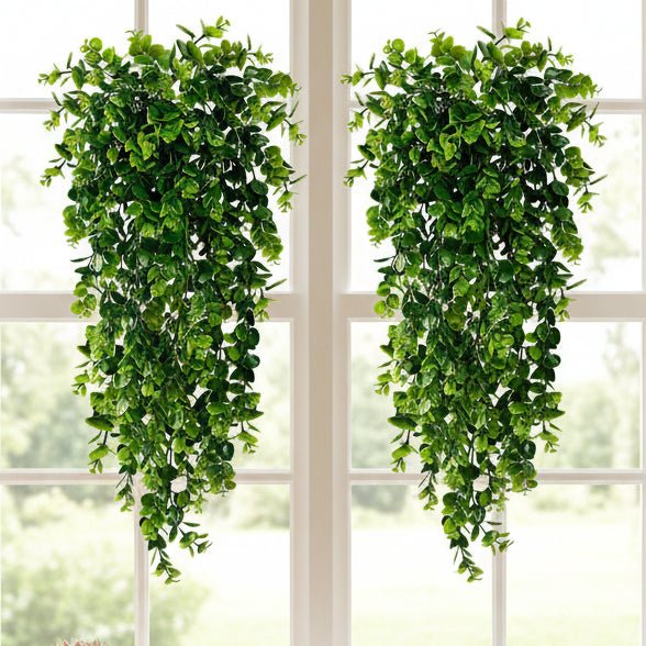 Artificial hanging eucalyptus plant for indoor use