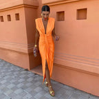 Sleeveless midi dress for warm days – V-neck dress for women