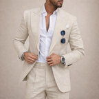 Light and breathable outfit for weddings and the beach – 2-piece linen suit for men