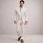 Light and breathable outfit for weddings and the beach – 2-piece linen suit for men
