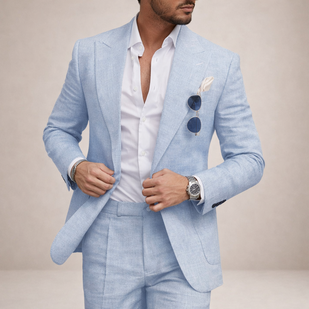 Light and breathable outfit for weddings and the beach – 2-piece linen suit for men