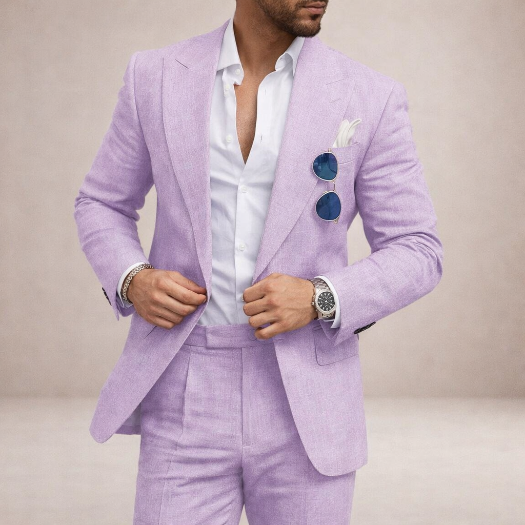 Light and breathable outfit for weddings and the beach – 2-piece linen suit for men