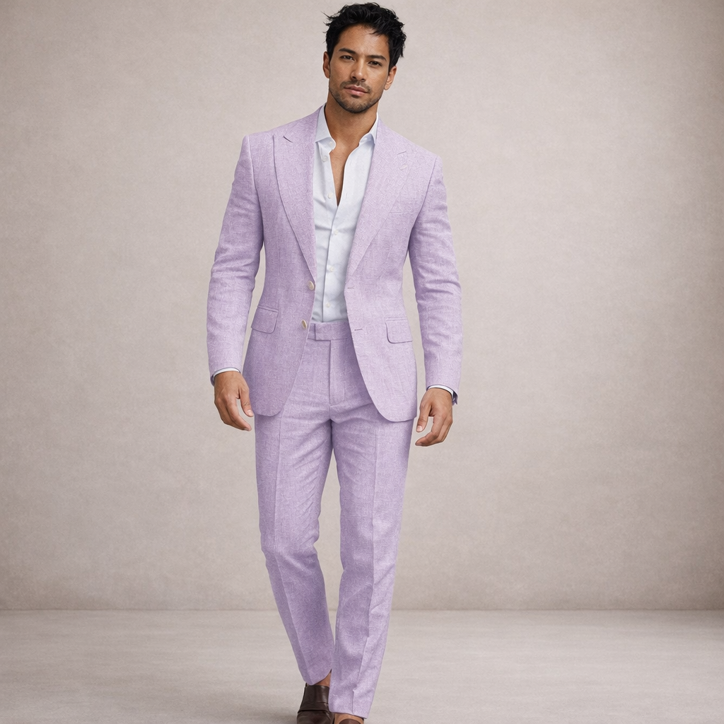 Light and breathable outfit for weddings and the beach – 2-piece linen suit for men