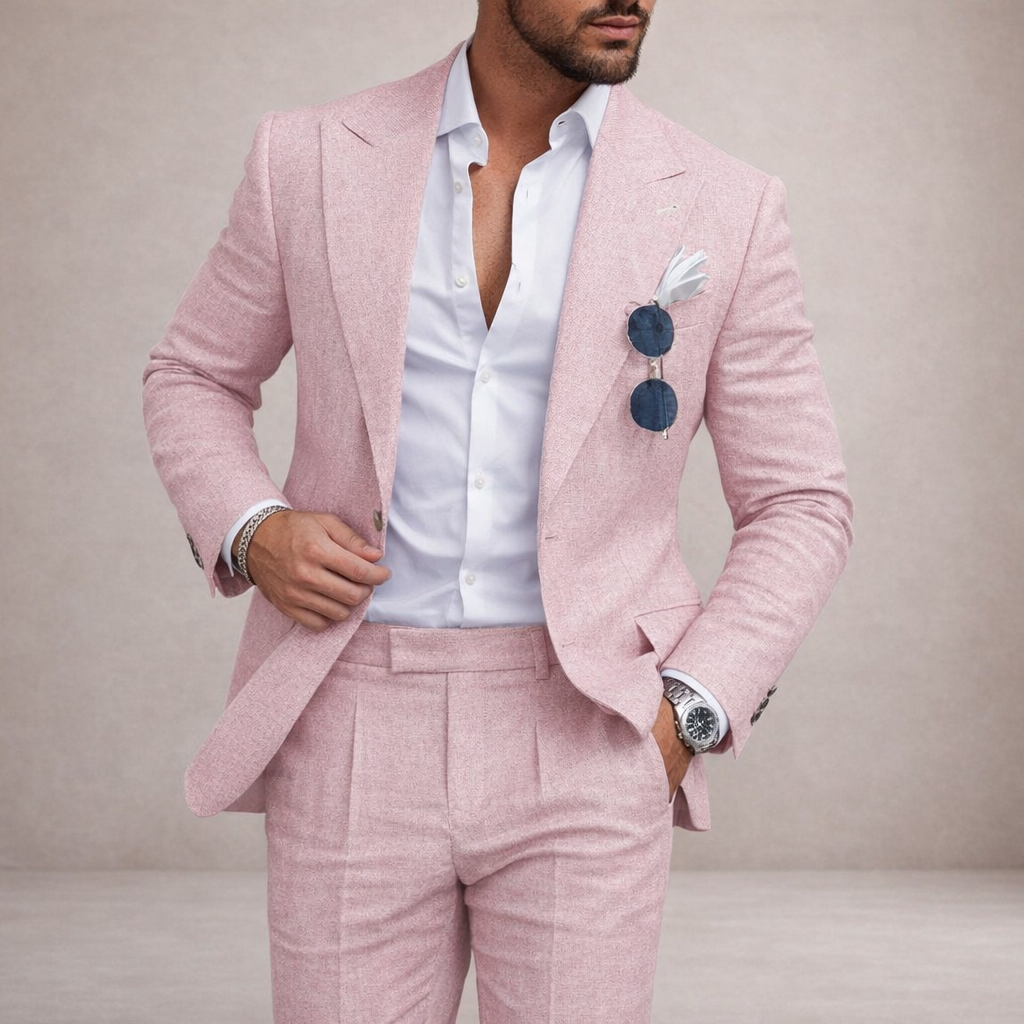Light and breathable outfit for weddings and the beach – 2-piece linen suit for men
