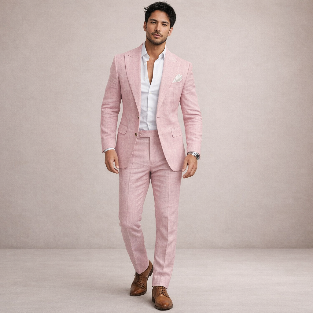 Light and breathable outfit for weddings and the beach – 2-piece linen suit for men
