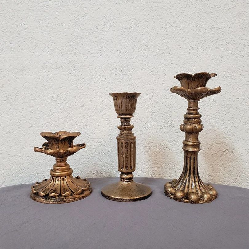 Elegant lighting for living room and dining table – Metal candlestick with gold finish