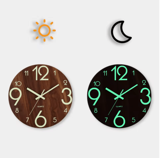 Easily readable time in dark rooms – Wall clock with glowing numbers