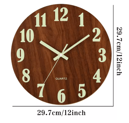Easily readable time in dark rooms – Wall clock with glowing numbers