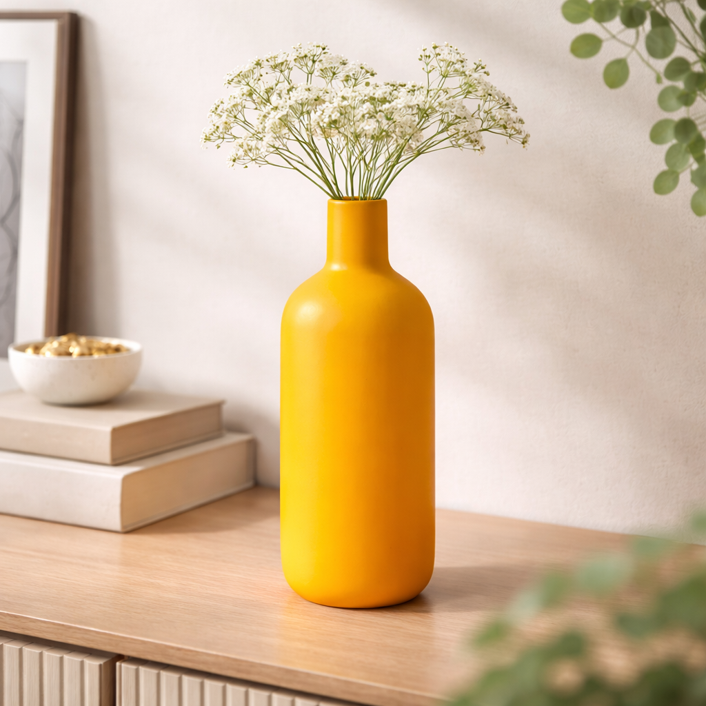 Elegant home decoration for living room and hallway – Ceramic vase with narrow opening