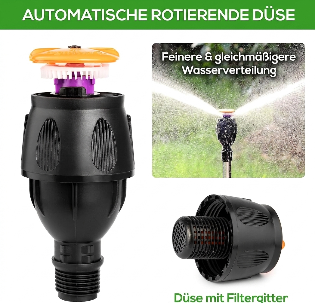 Even Lawn Watering for Large Garden Areas – 360° Lawn Sprinkler with Tripod