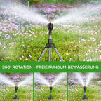 Even Lawn Watering for Large Garden Areas – 360° Lawn Sprinkler with Tripod