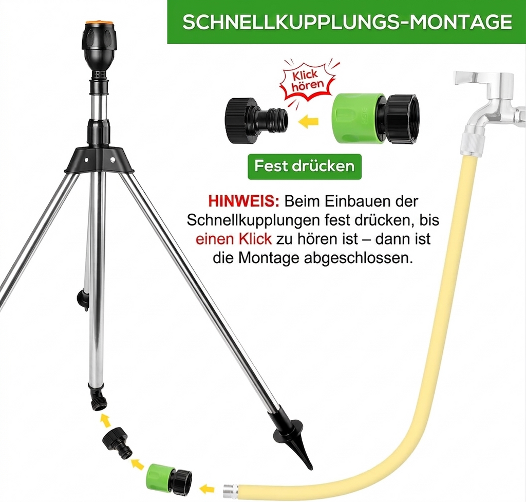 Even Lawn Watering for Large Garden Areas – 360° Lawn Sprinkler with Tripod