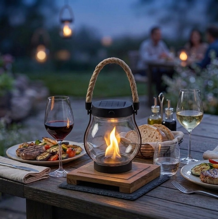 Ambient Garden Lighting for Outdoor Spaces – Solar Flame Lantern with Flickering Light Effect