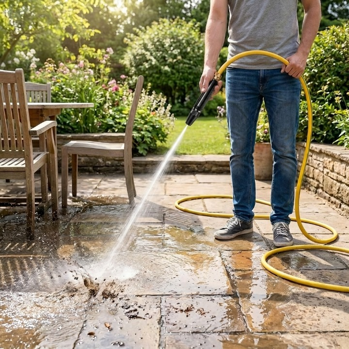 Powerful Outdoor Cleaning for Garden and Patio – High-Pressure Cleaner Attachment for Garden Hose
