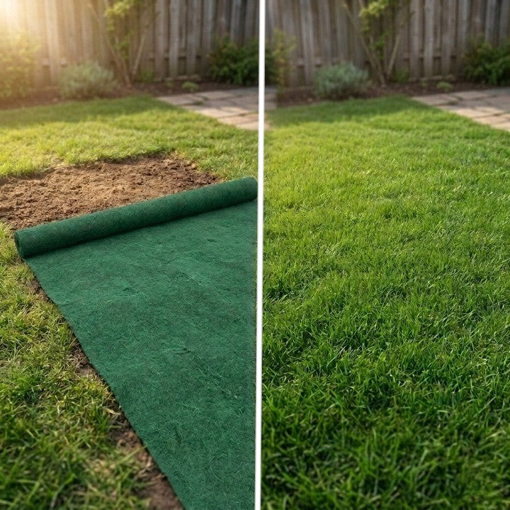Easy Lawn Repair for Patchy Grass – Organic Grass Seed Mat Double Pack