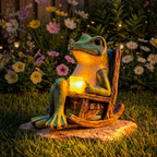 Decorative Solar Garden Lighting for Outdoor Spaces – Solar Frog Garden Light with Rocking Chair