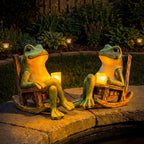 Decorative Solar Garden Lighting for Outdoor Spaces – Solar Frog Garden Light with Rocking Chair