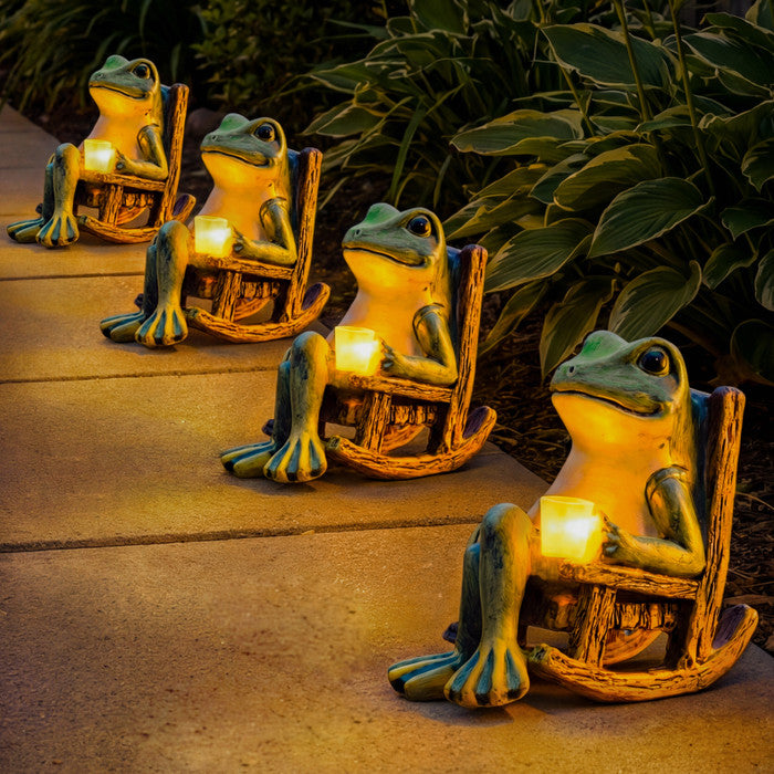 Decorative Solar Garden Lighting for Outdoor Spaces – Solar Frog Garden Light with Rocking Chair