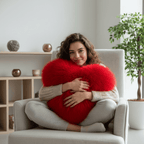 Heart-shaped decorative pillow in faux fur