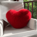 Heart-shaped decorative pillow in faux fur