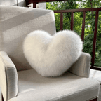 Heart-shaped decorative pillow in faux fur