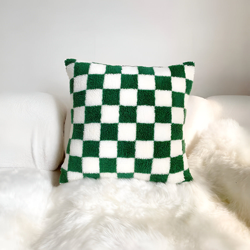 Cushion cover with checkered design for indoor use