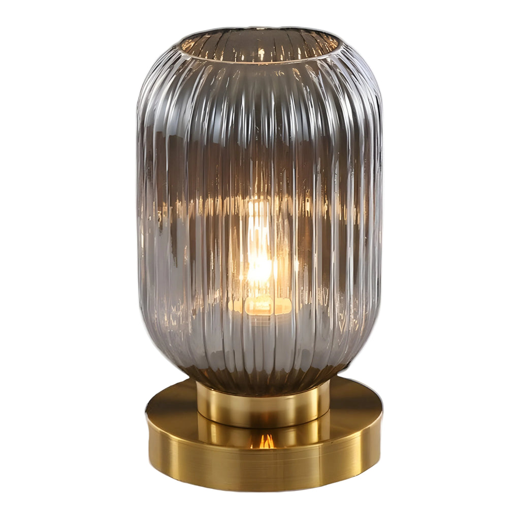 Bordlampe med riflet glas til indendørs brug