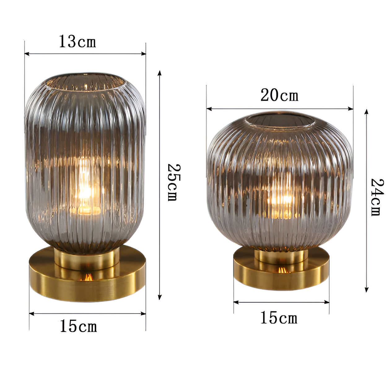 Bordlampe med riflet glas til indendørs brug