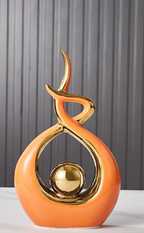 Abstract decorative figure in ceramic with gold finish