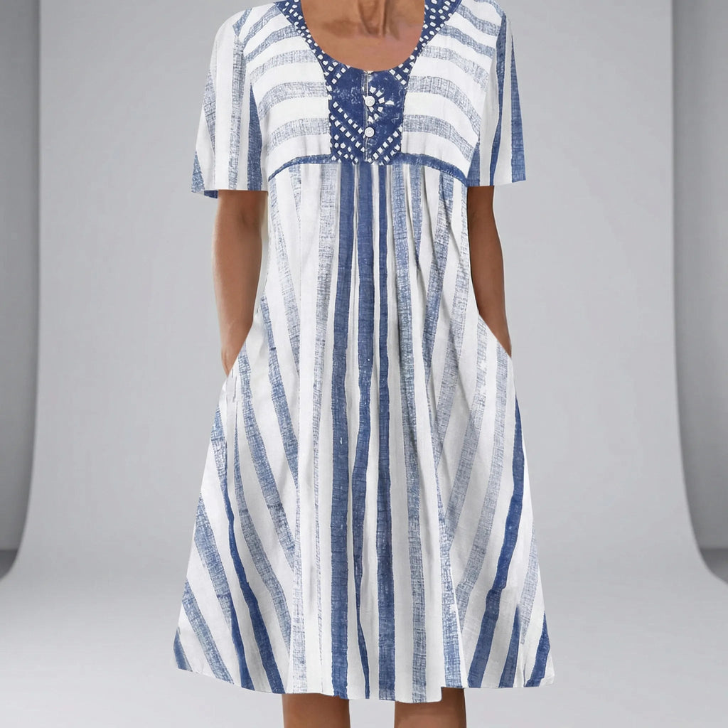 Light striped dress for everyday use – Short-sleeved dress for women