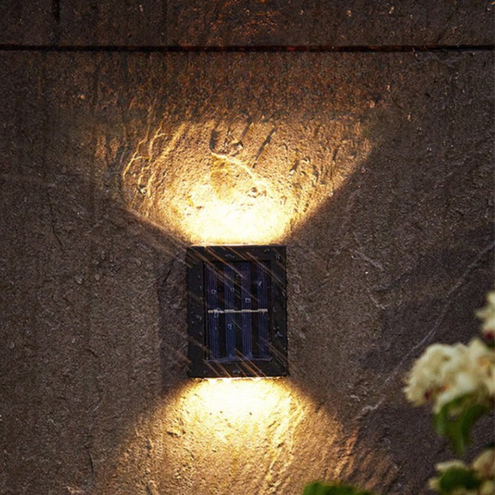 Wireless Outdoor Wall Lighting for Garden and Patio – Solar LED Wall Lamp with Warm Light (4 Pack)
