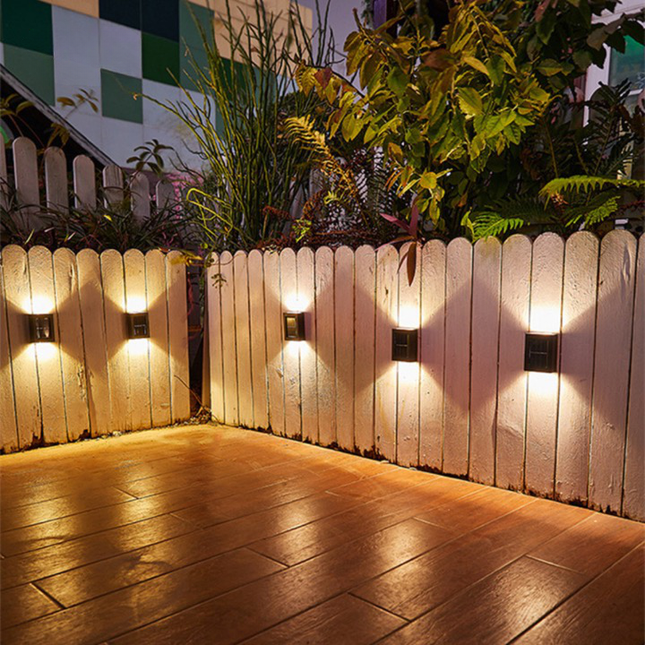 Wireless Outdoor Wall Lighting for Garden and Patio – Solar LED Wall Lamp with Warm Light (4 Pack)