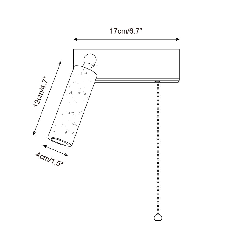 Væglampe i natursten med træbase og træksnor til indendørs brug