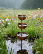 Decorative Garden Accent for Outdoor Spaces – 3-Tier Metal Rain Catcher