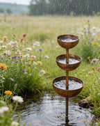 Decorative Garden Accent for Outdoor Spaces – 3-Tier Metal Rain Catcher
