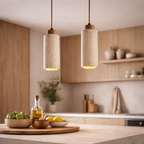 Natural ceiling lighting for living room and dining area – Pendant lamp in natural travertine stone