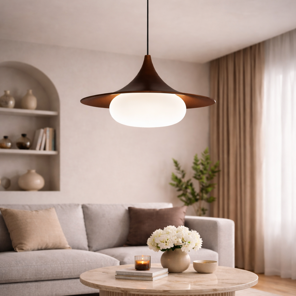 Minimalist ceiling lighting for living room and dining area – Pendant lamp in Japandi style