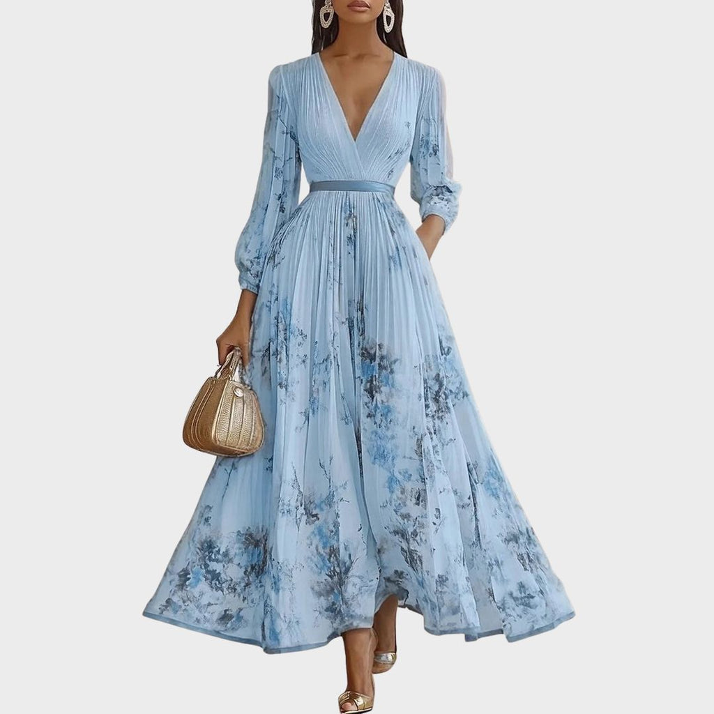 Elegant maxi dress for parties and special occasions – Pleated dress for women