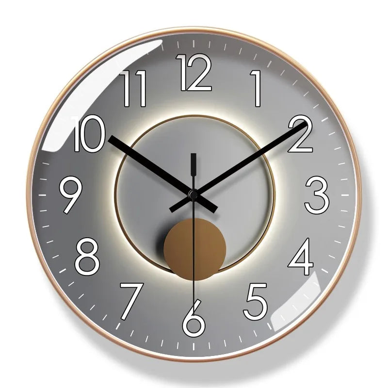 Round wall clock with LED lights for indoor use