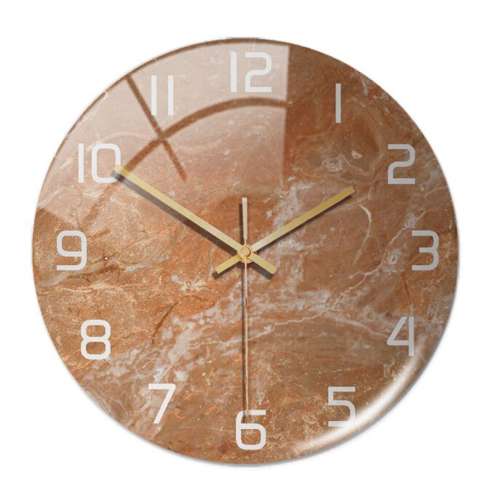Wall clock with marble pattern for indoor use