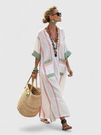 Light maxi dress for summer and vacation – Loose dress with striped design for women