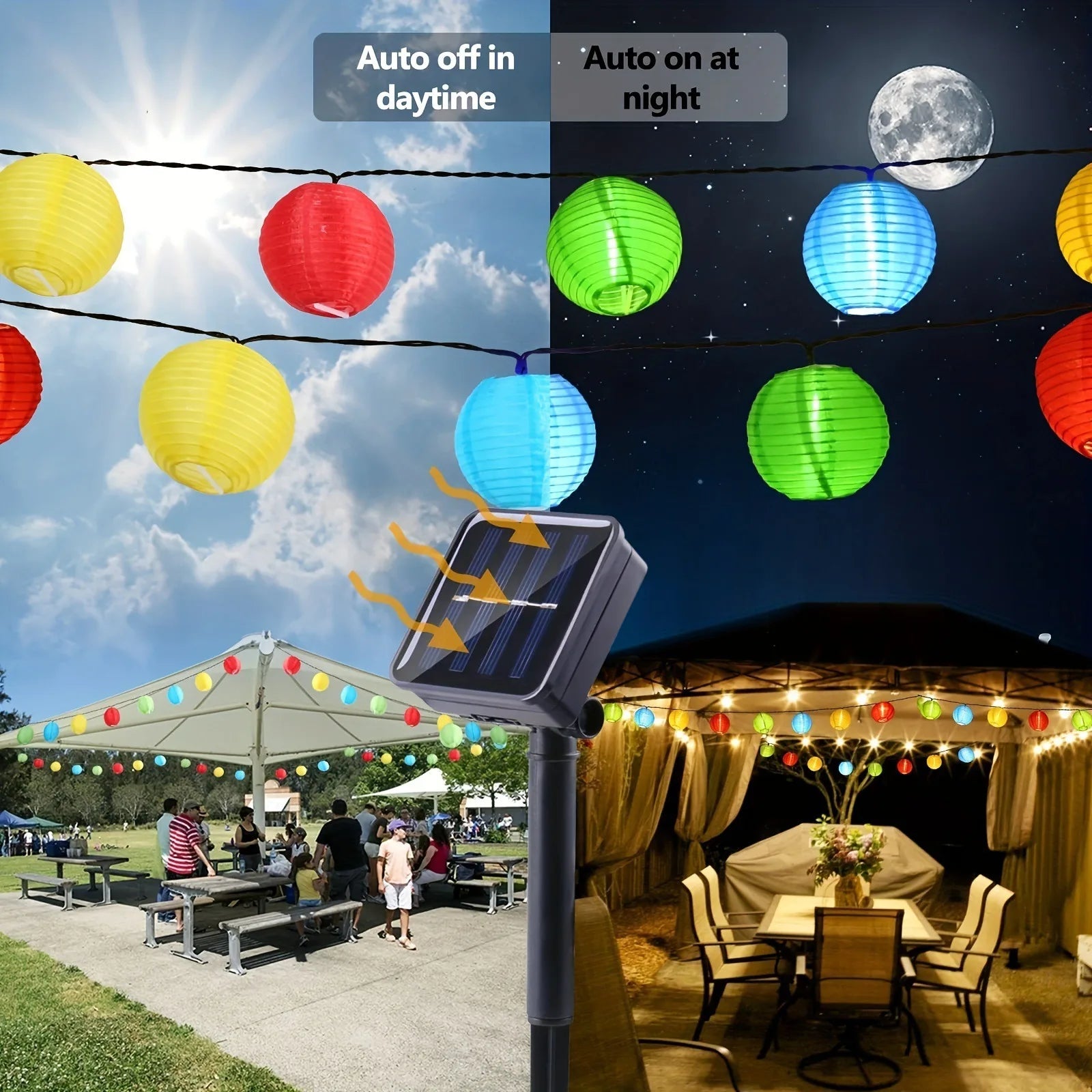 Waterproof Outdoor Lighting for Garden and Patio – Solar Lantern String Lights with LED