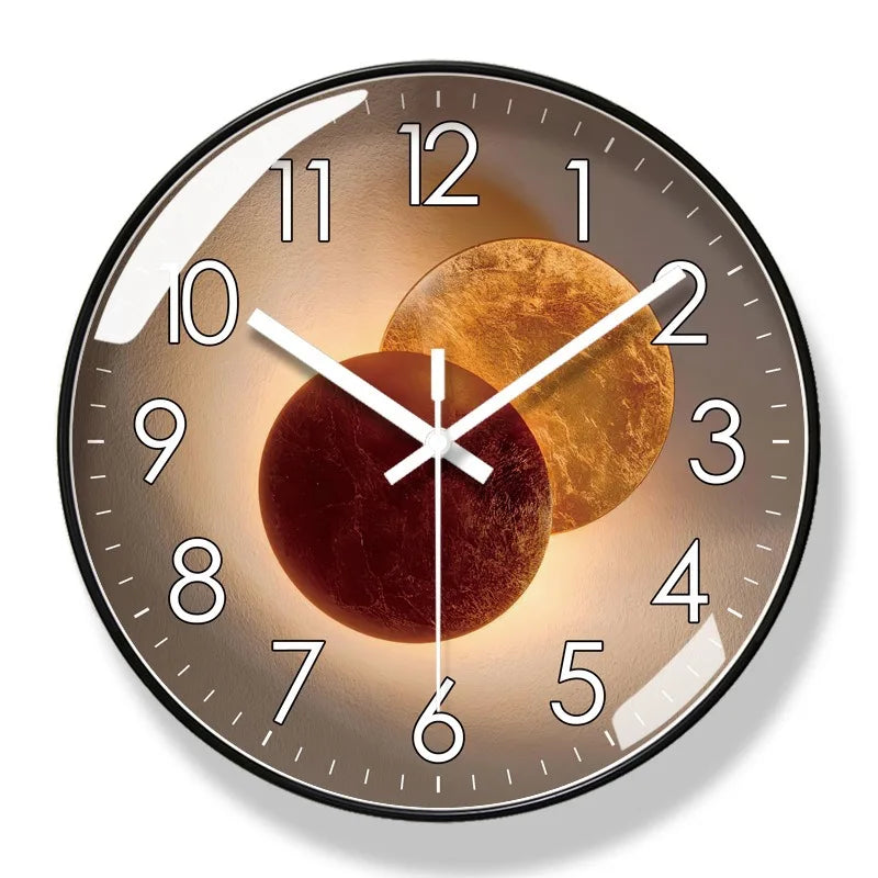 Round wall clock with LED lights for indoor use
