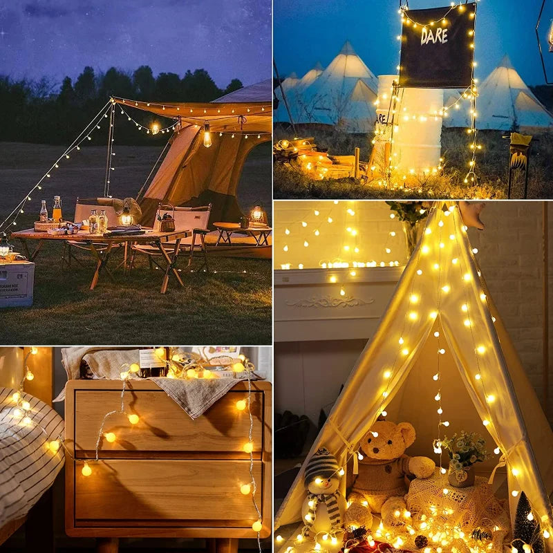 Ambient Outdoor Lighting for Garden and Patio – Solar String Lights with Warm White and Colorful Light